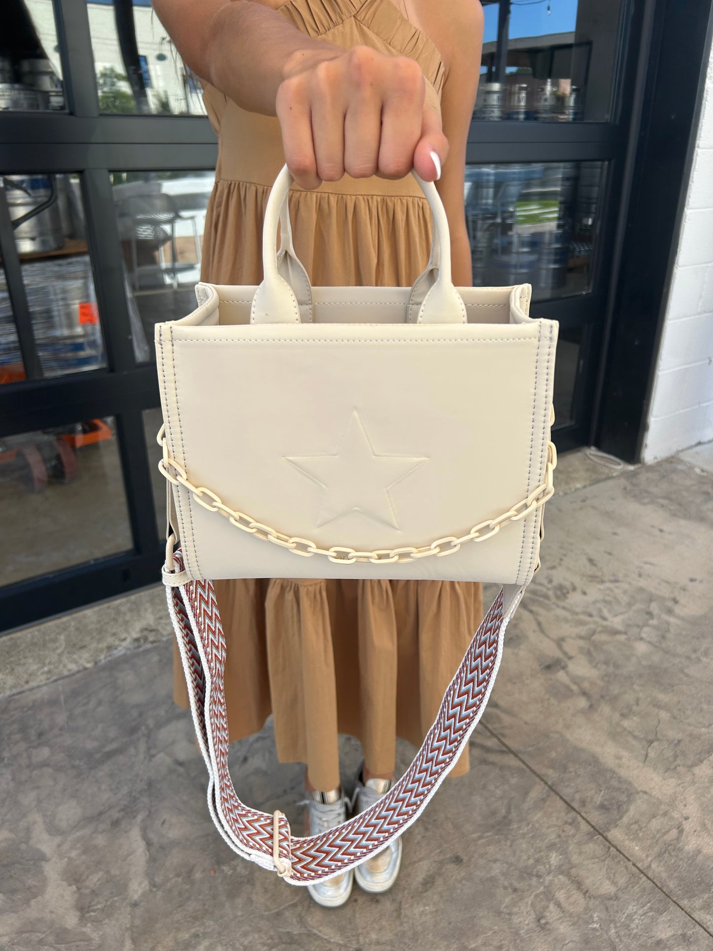 Vintage Havena Nude Chain Satchel with Buckle Strap