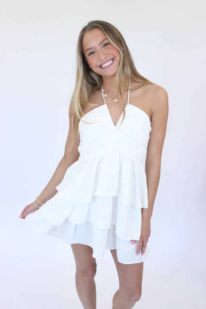 Southern Belle Tiered Mini Dress Lilly front
