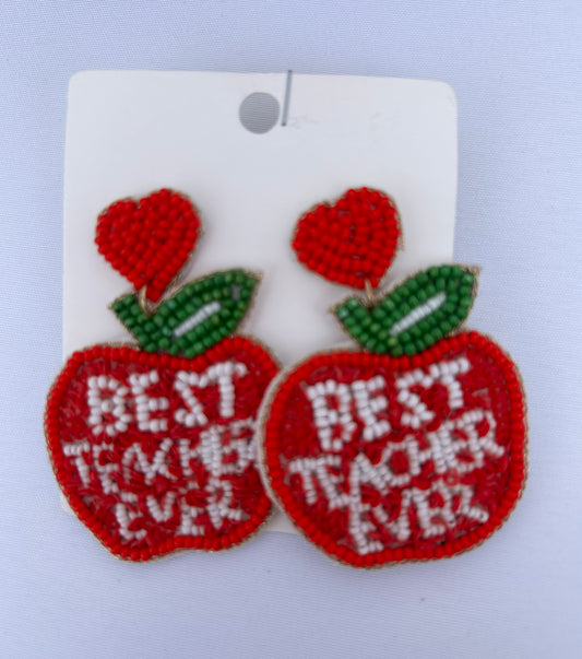 Teacher Apple Beaded Earrings