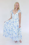 Sweetheart Print Dress - Blue Front Details
