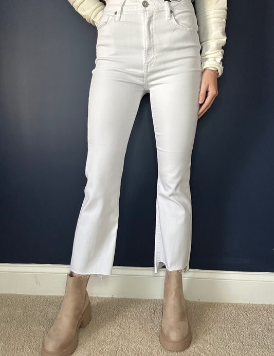 Hidden White Crop Flare Jeans