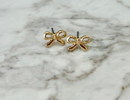 Bow stud earrings - gold