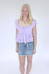 Fields Ruffle Top - Lavender side details