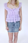 Fields Ruffle Top - Lavender front details
