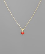 Double Heart Color Pendant Necklace