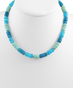 Multi Color Beaded Necklace -Aqua