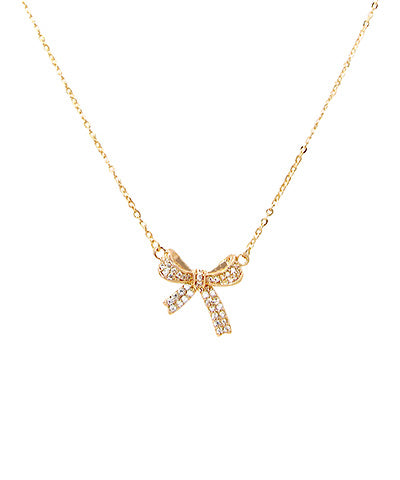 CZ Dainty Bow Necklace