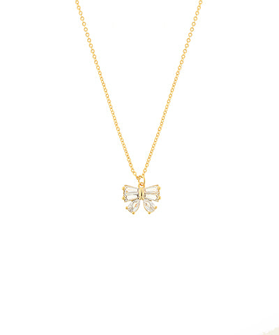 Pave Bow Pendant Necklace