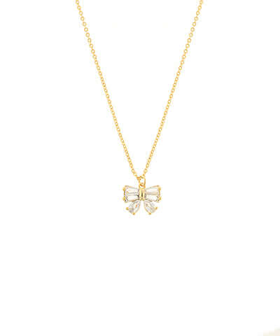 Pave Bow Pendant Necklace