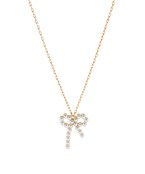 Pearl Bead Bow & Chain Necklace