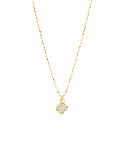 Cream Small Clover Pendant Short Necklace