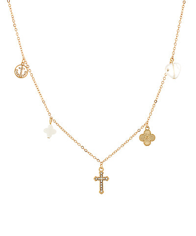 Cross Multi Charm Pendant Necklace