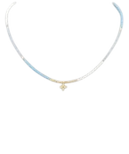 Blue Bead Cross Necklace