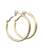 Matte Gold Hoop Earrings - 1 3/4"