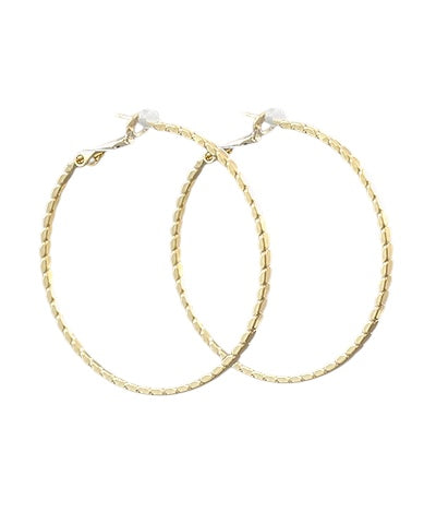 Golden Edge Textured Hoop Earrings 1.5"