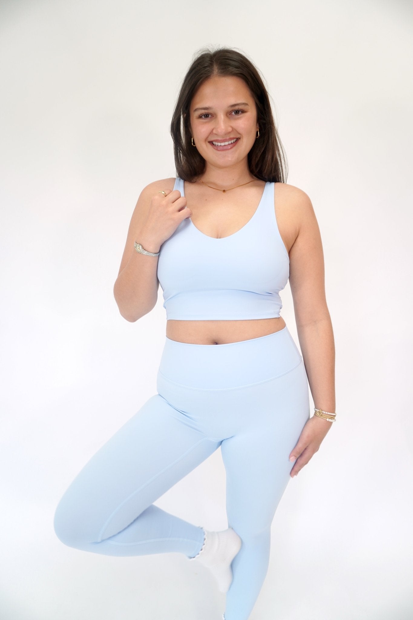 Aligned Performance Cropped Tank Top — Buttery Soft Workout Top in Light Blue - Anderson Ave boutique
