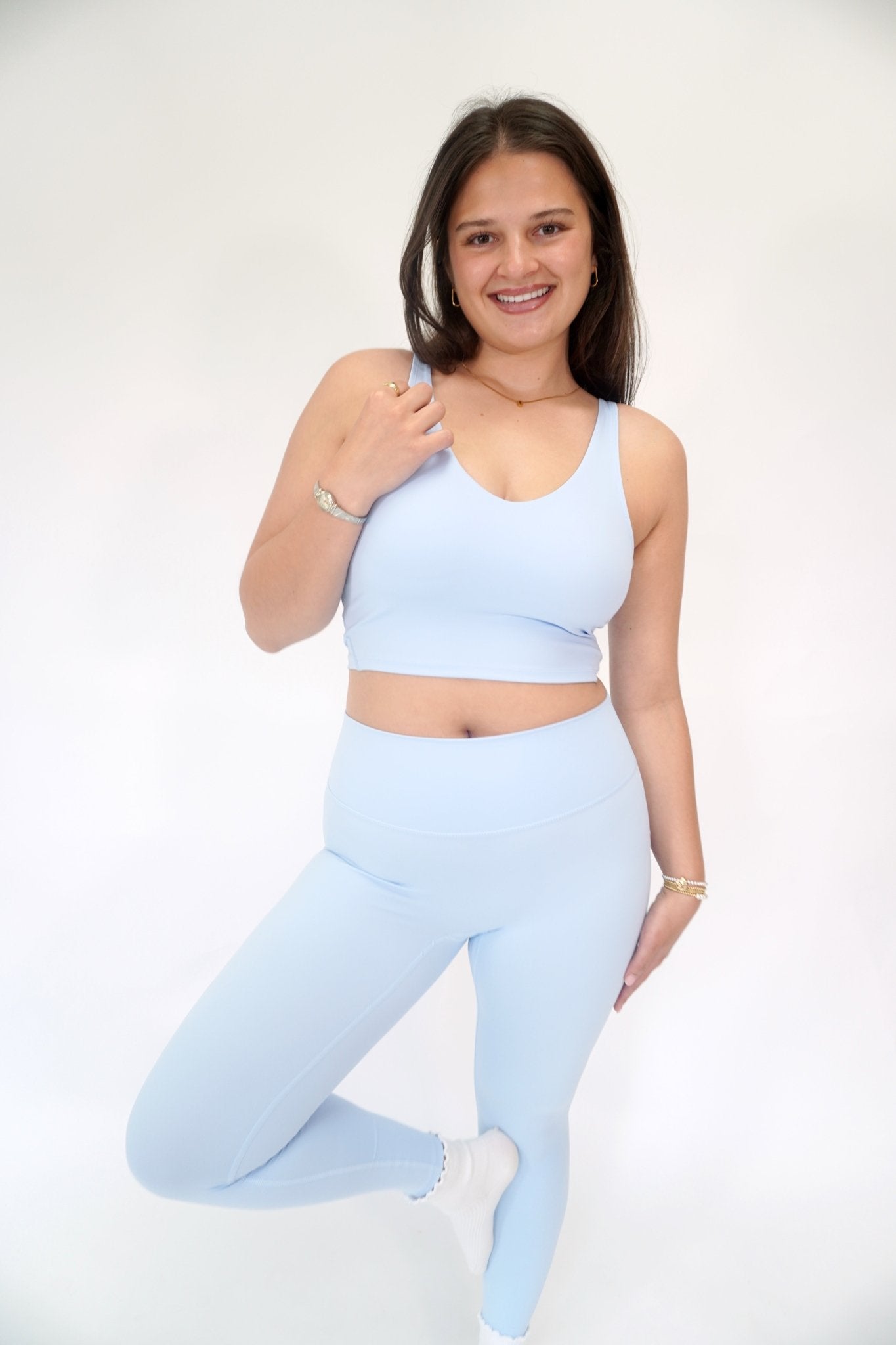 Aligned Performance Cropped Tank Top — Buttery Soft Workout Top in Light Blue - Anderson Ave boutique