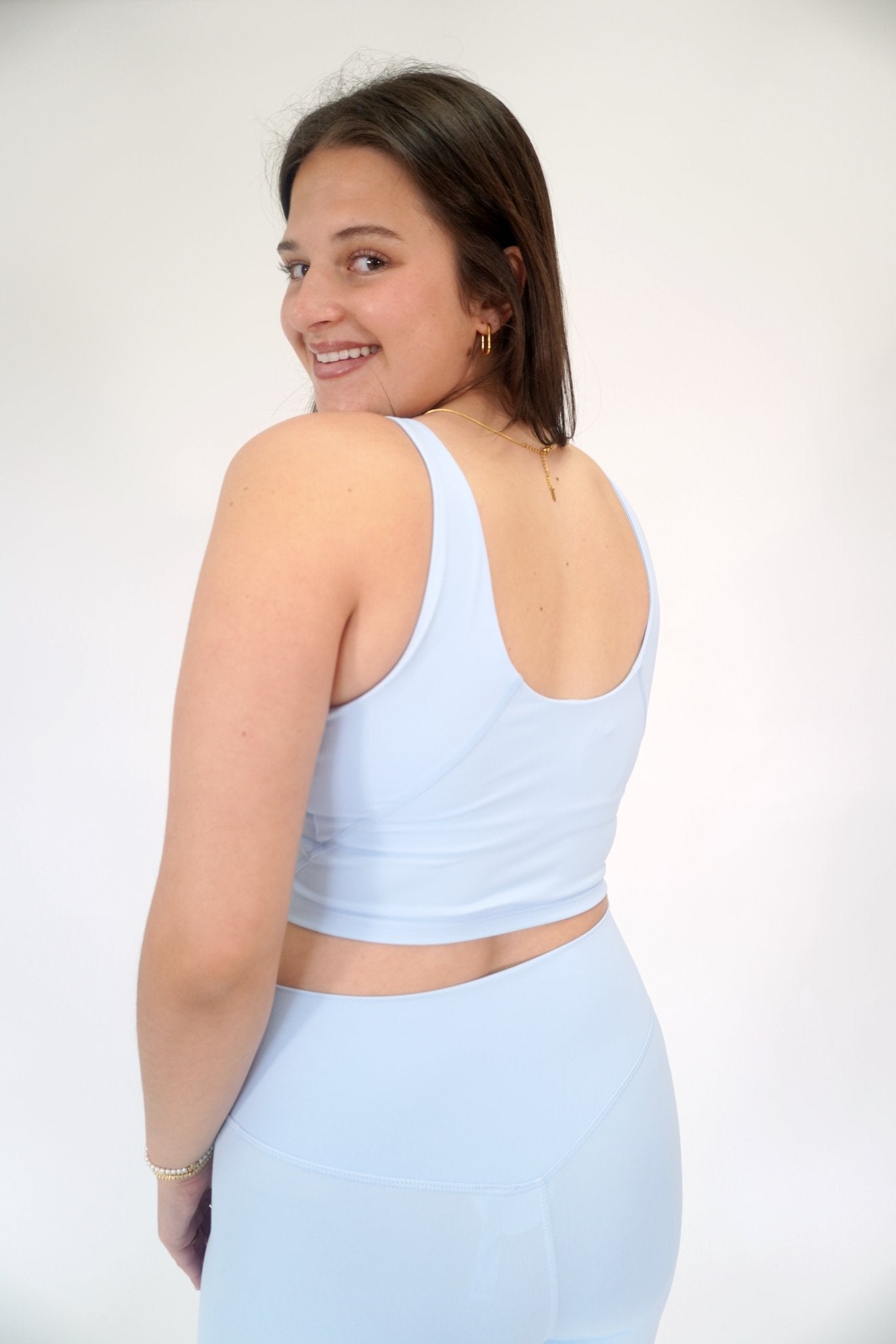 Aligned Performance Cropped Tank Top — Buttery Soft Workout Top in Light Blue - Anderson Ave boutique