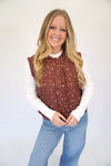 Amelia Brown Ditsy Floral Quilted Fall Vest - Anderson Ave boutique
