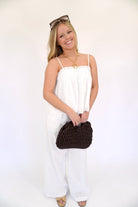 Aria White Eyelet Camisole & Wide - Leg Pant Set - Anderson Ave boutique