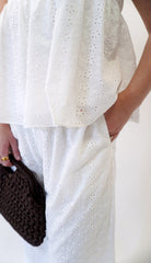 Aria White Eyelet Camisole & Wide - Leg Pant Set - Anderson Ave boutique