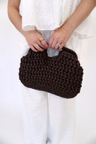 Artisan Woven Straw Clutch – Deep Chocolate Brown - Anderson Ave boutique
