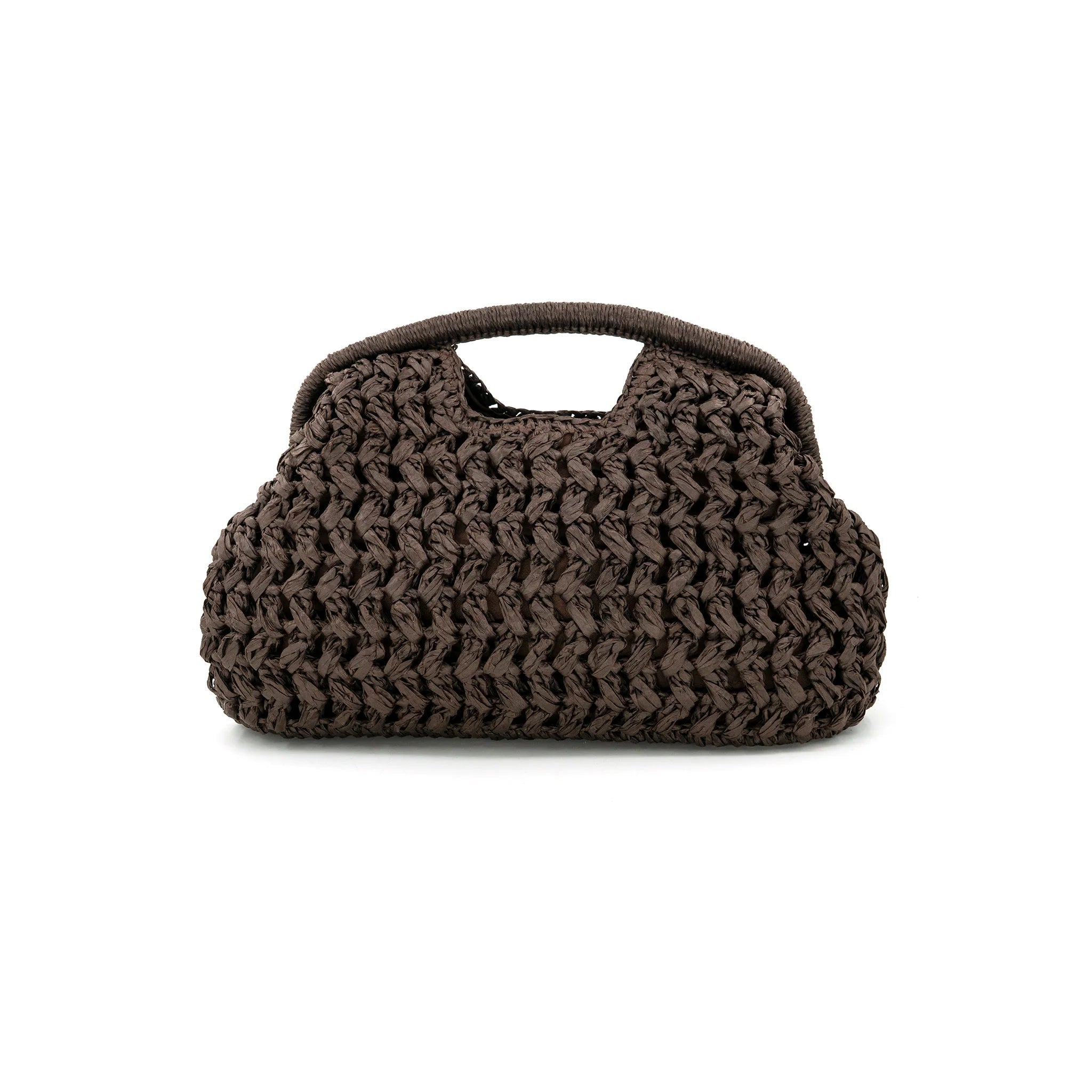Artisan Woven Straw Clutch – Deep Chocolate Brown - Anderson Ave boutique