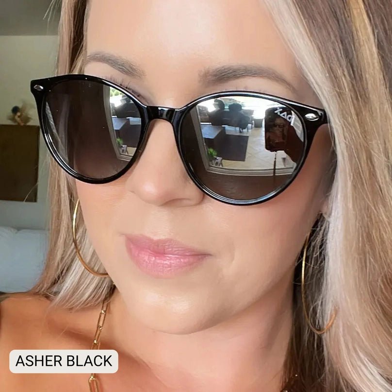 Asher - Women's Polarized Round Sunglasses - Black - Anderson Ave boutique