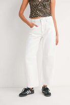Ava Barrel Jeans - White - Anderson Ave boutique