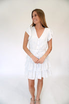 Azure Bloom Tiered Ruffle Mini Dress with Flutter Sleeves - Anderson Ave boutique
