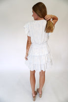 Azure Bloom Tiered Ruffle Mini Dress with Flutter Sleeves - Anderson Ave boutique