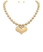 Ball Chain & Puffy Heart Necklace Set - Anderson Ave boutique