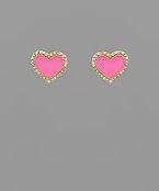 Bead Crystal Heart Studs - Hot Pink - Anderson Ave boutique