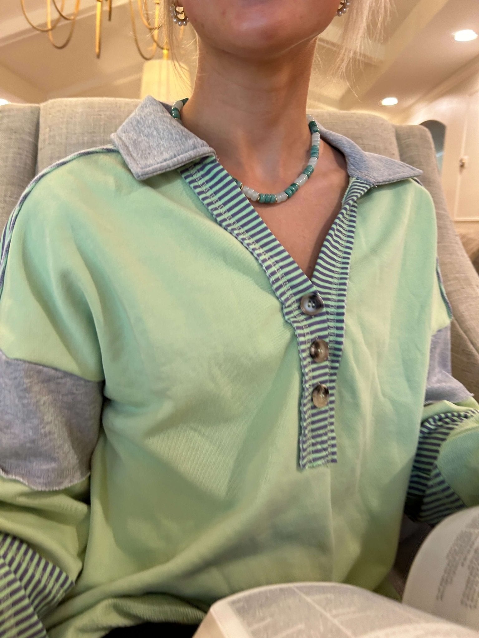 Beaded Necklace - Green - Anderson Ave boutique