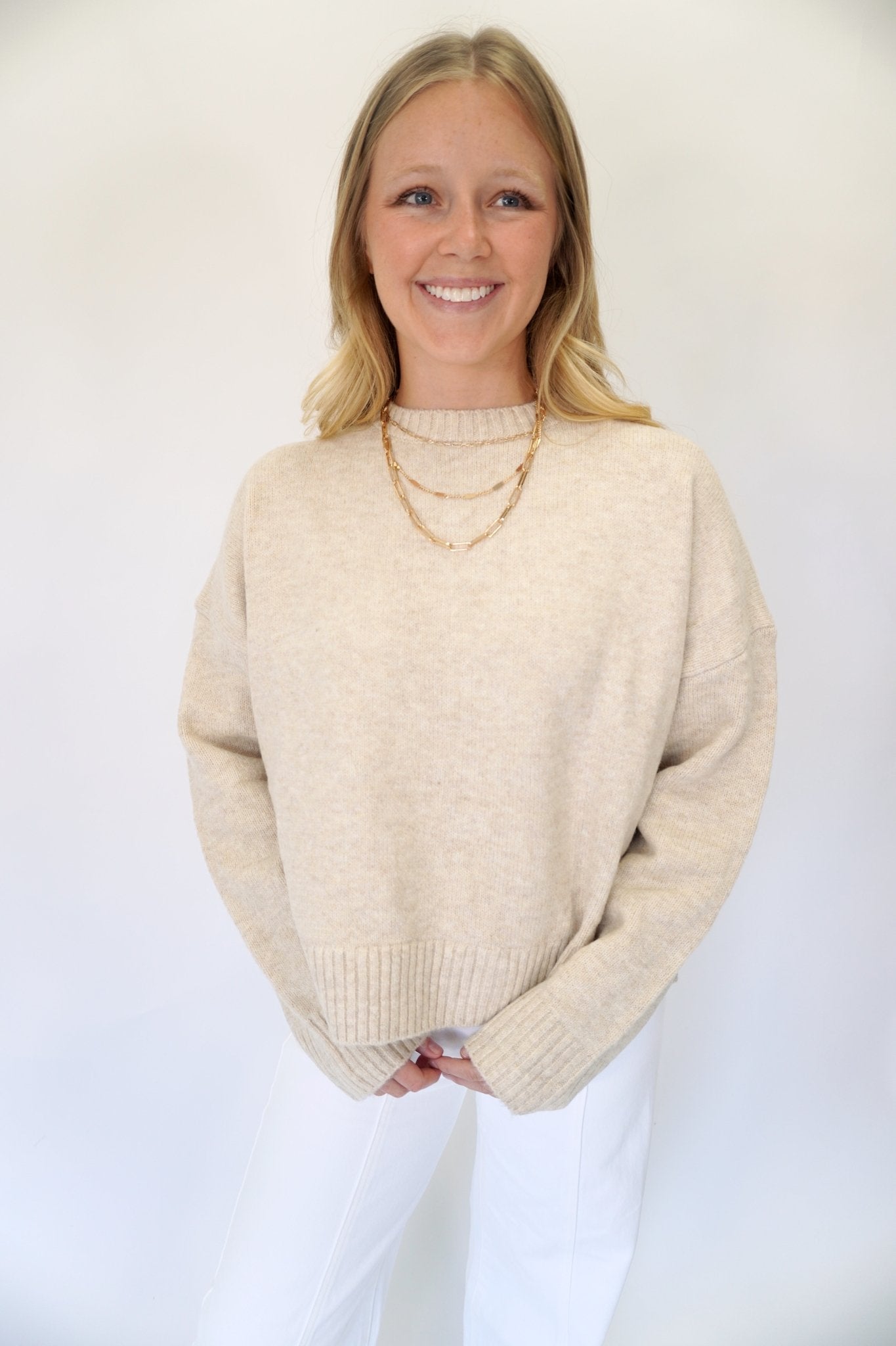 Beige Back - Tie Sweater - Anderson Ave boutique
