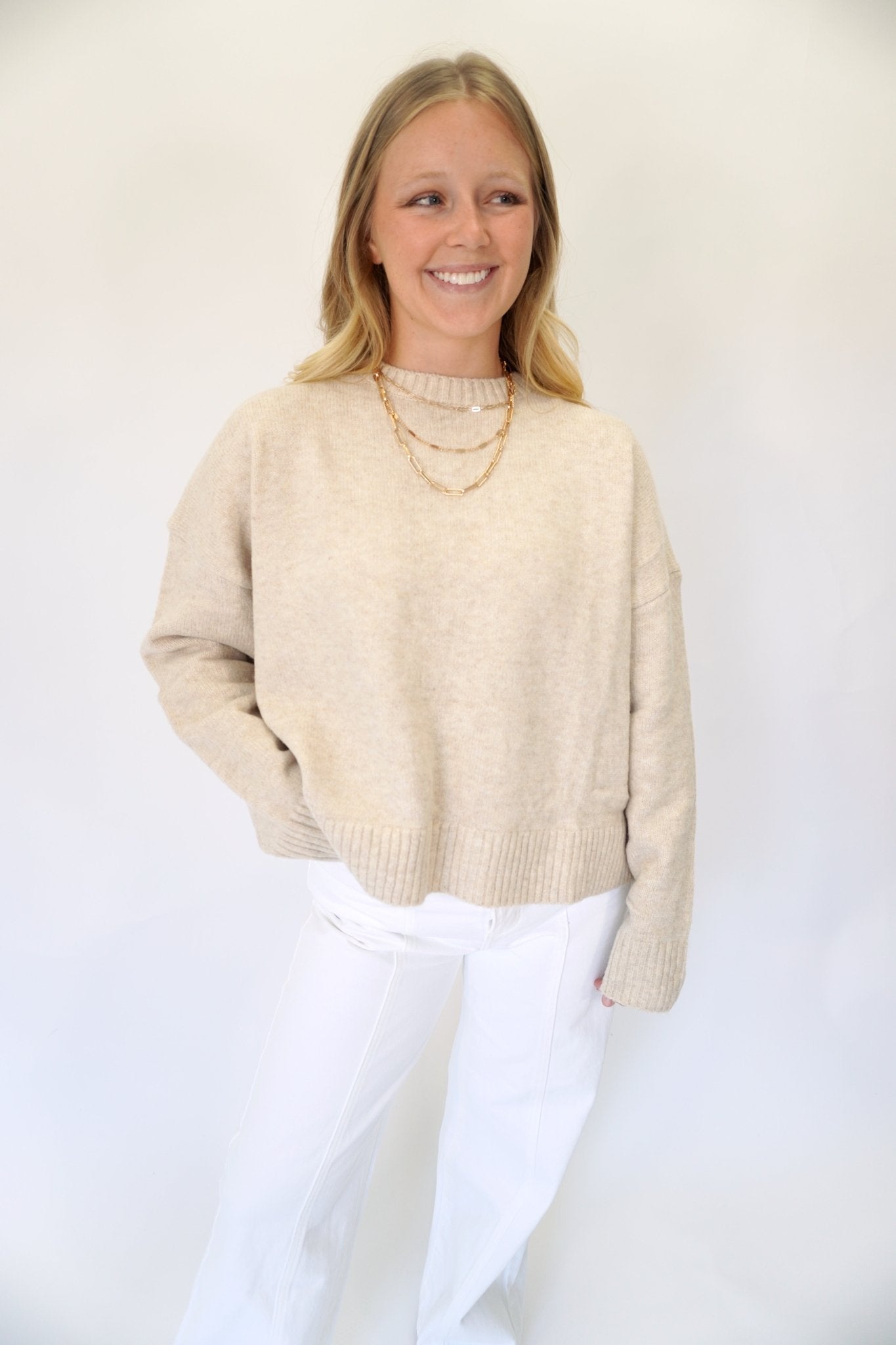 Beige Back - Tie Sweater - Anderson Ave boutique