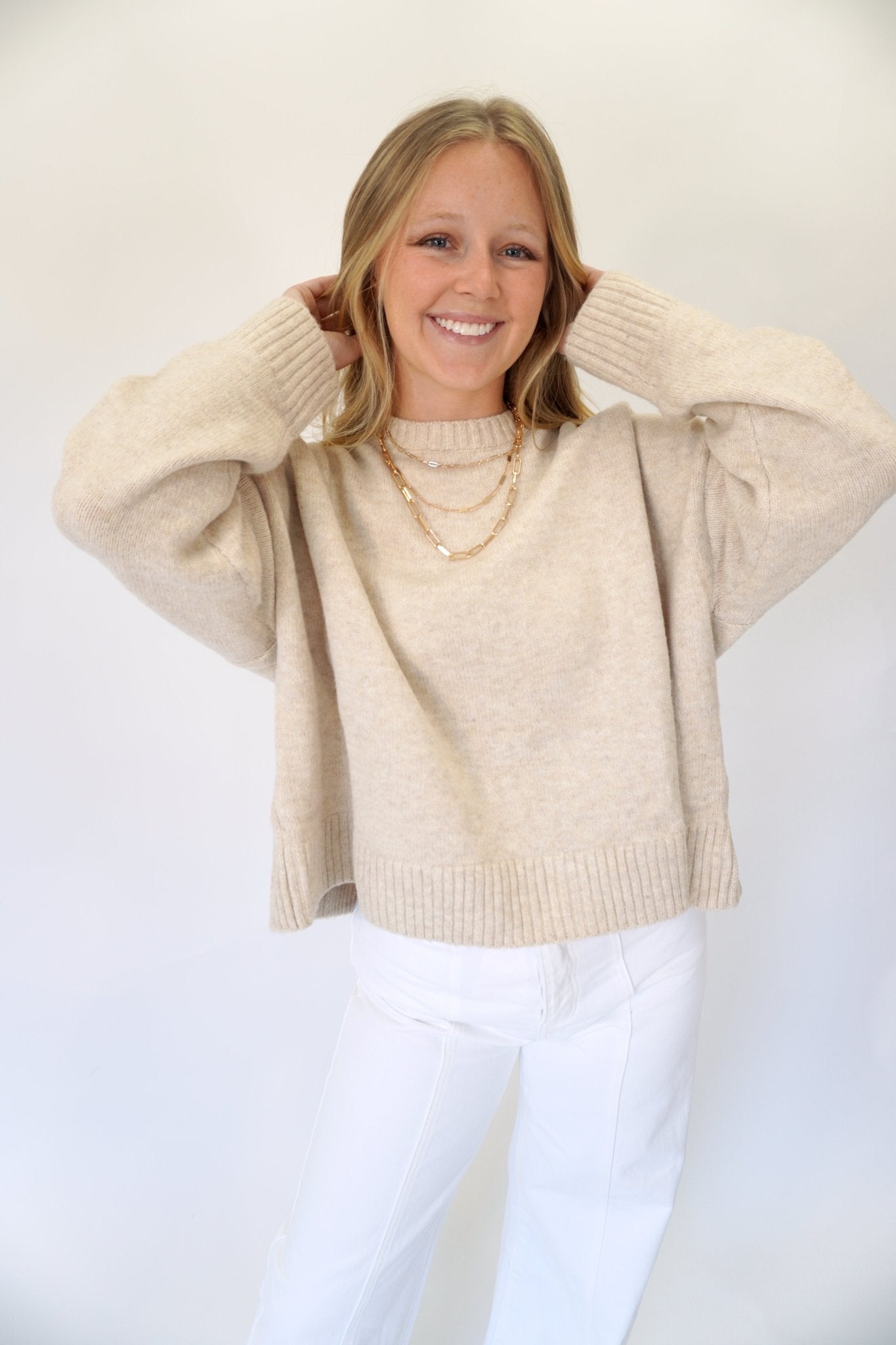 Beige Back - Tie Sweater - Anderson Ave boutique