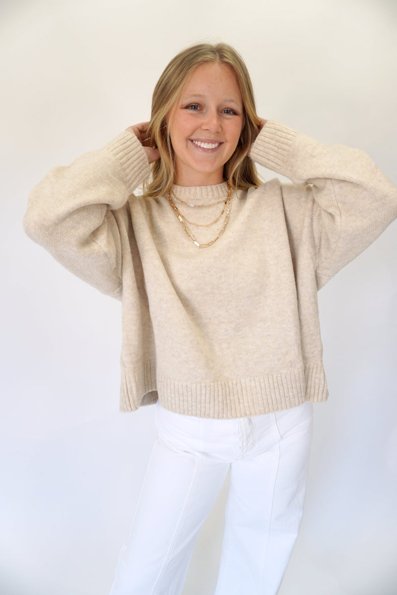 Beige Back - Tie Sweater - Anderson Ave boutique