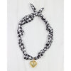 Black and White Houndstooth Scarf Necklace with Gold Heart Pendan - Anderson Ave boutique