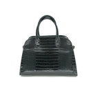 Black Croc Embossed Structured Top Handle Satchel - Anderson Ave boutique