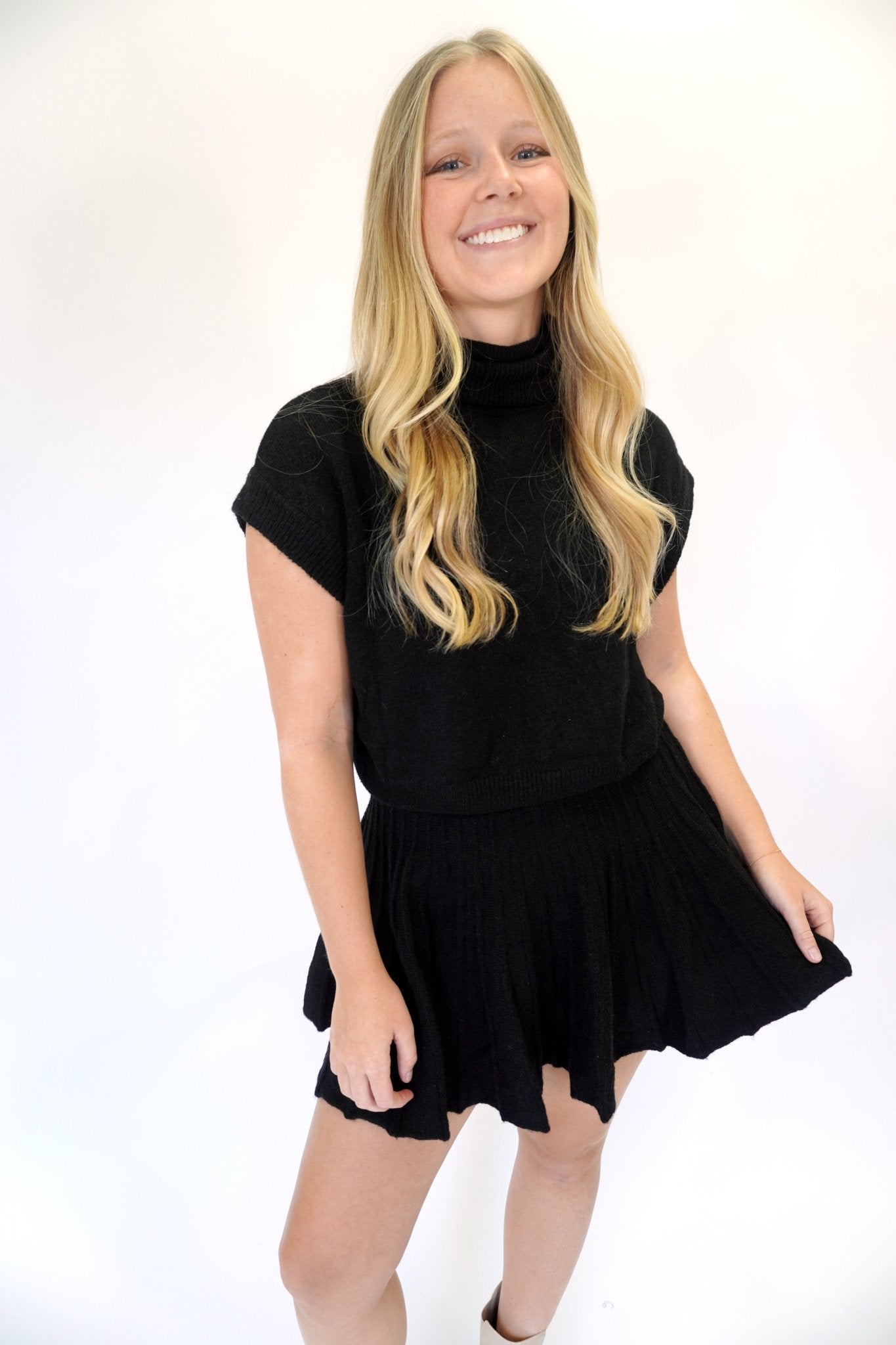 Black Knit Sweater Skirt Set - Anderson Ave boutique