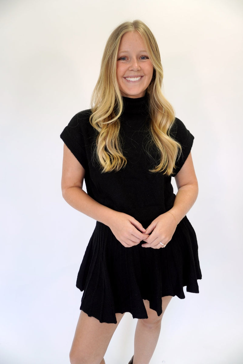 Black Knit Sweater Skirt Set - Anderson Ave boutique
