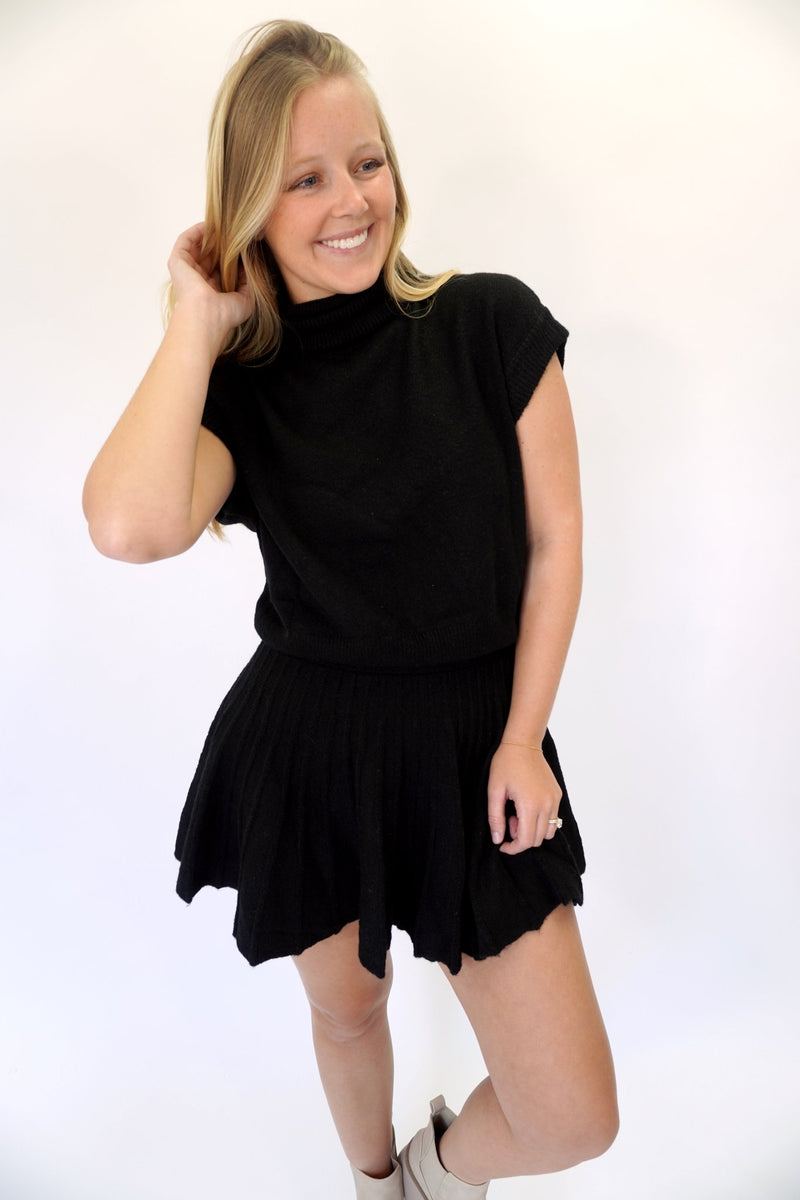 Black Knit Sweater Skirt Set - Anderson Ave boutique