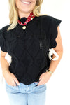 Black Knit Sweater Vest with White Bow Ties - Anderson Ave boutique
