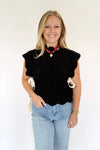 Black Knit Sweater Vest with White Bow Ties - Anderson Ave boutique