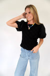 Black Puff Sleeve Textured Top - Anderson Ave boutique