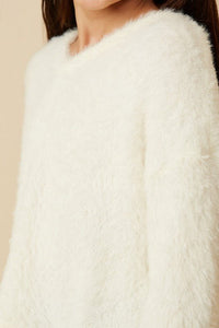 Blair Soft Fuzzy Knit Sweater - Cream - Anderson Ave boutique