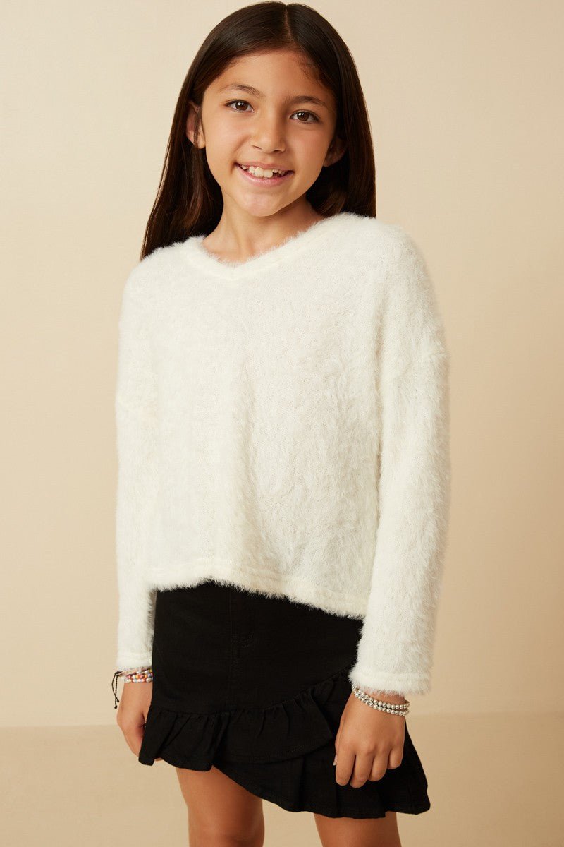 Blair Soft Fuzzy Knit Sweater - Cream - Anderson Ave boutique