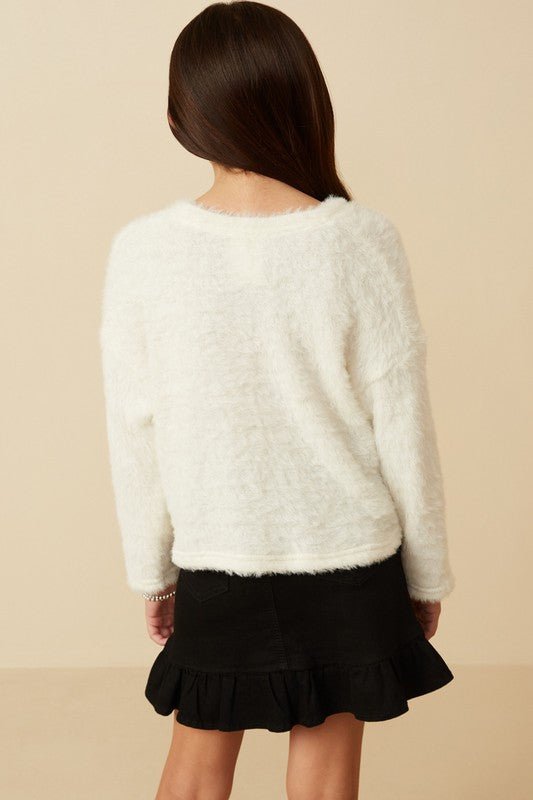 Blair Soft Fuzzy Knit Sweater - Cream - Anderson Ave boutique