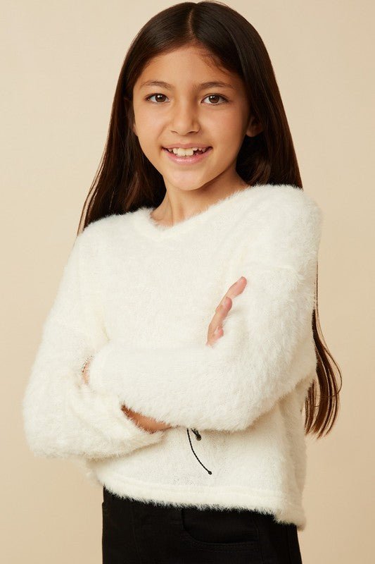 Blair Soft Fuzzy Knit Sweater - Cream - Anderson Ave boutique